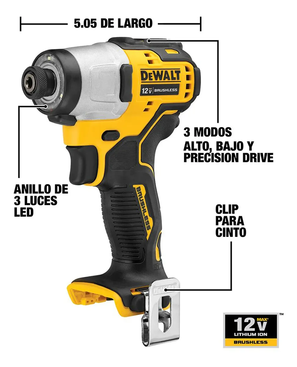Kit Taladro Percutor + Atornillador 12v Dewalt Dck225f2-b2 - Imagen 7