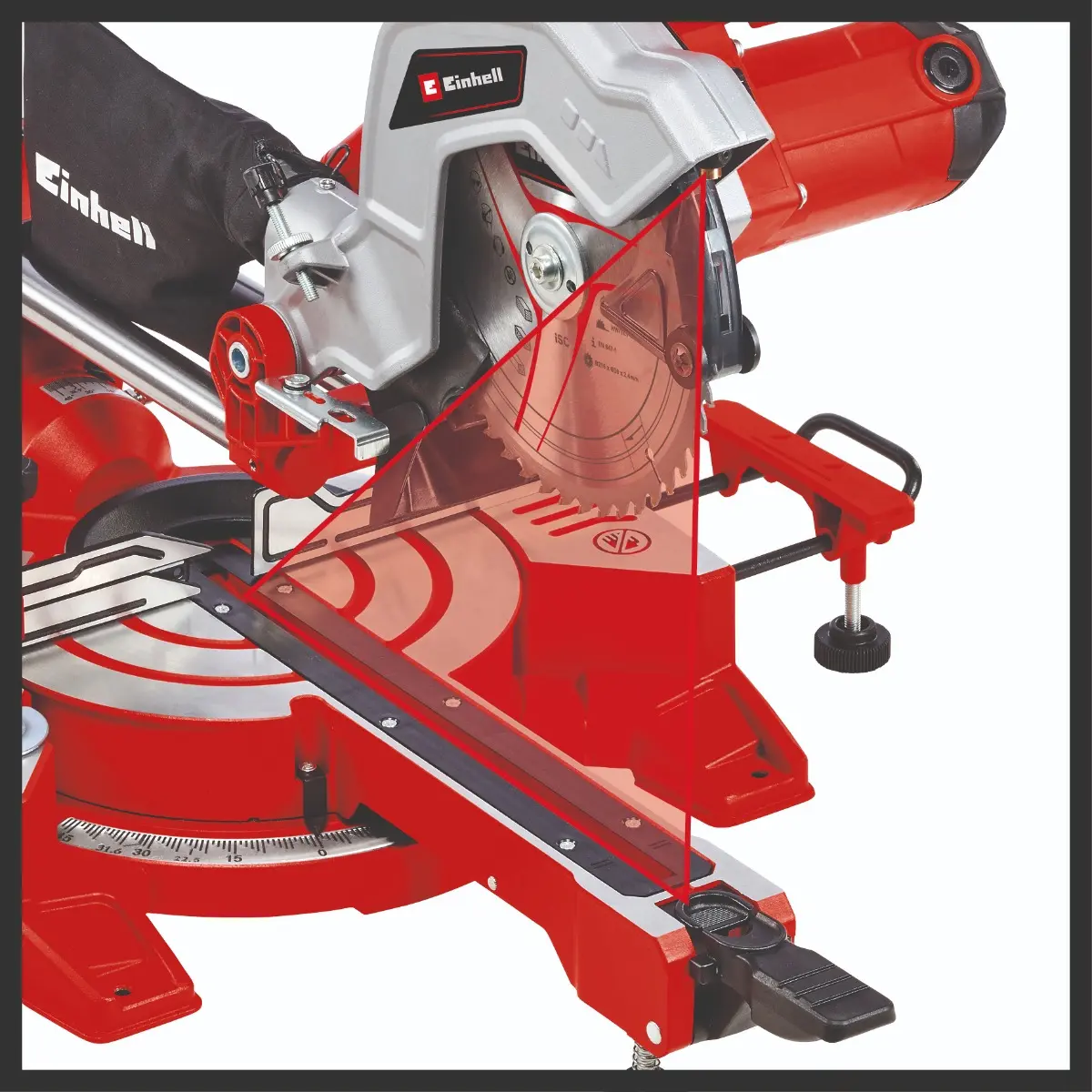 Sierra Ingleteadora Telescópica Einhell TC-SM 216 1600w 5000rpm Guia Laser 2hp - Imagen 3