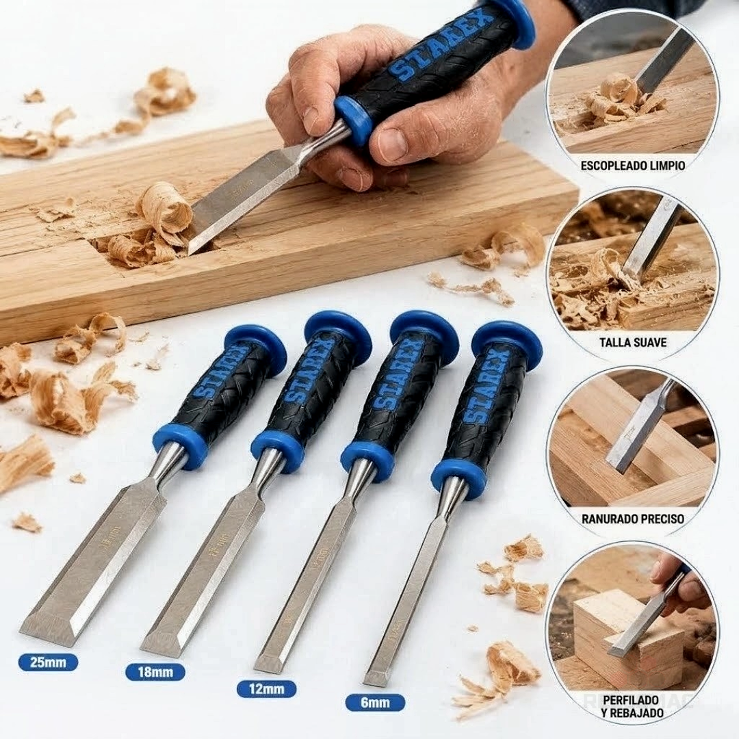 Juego de Formones para Madera Starex (4 Piezas) – Mangos Ergonómicos - Imagen 3